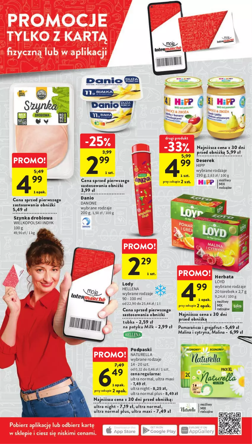 Gazetka promocyjna Intermarche - Gazetka Intermarche - ważna 22.06 do 28.06.2023 - strona 8 - produkty: Danio, Danone, Deser, Grejpfrut, Hellena, Herbata, HiPP, Lody, Loyd, Naturell, Naturella, Podpaski, Ser, Serek, Szynka