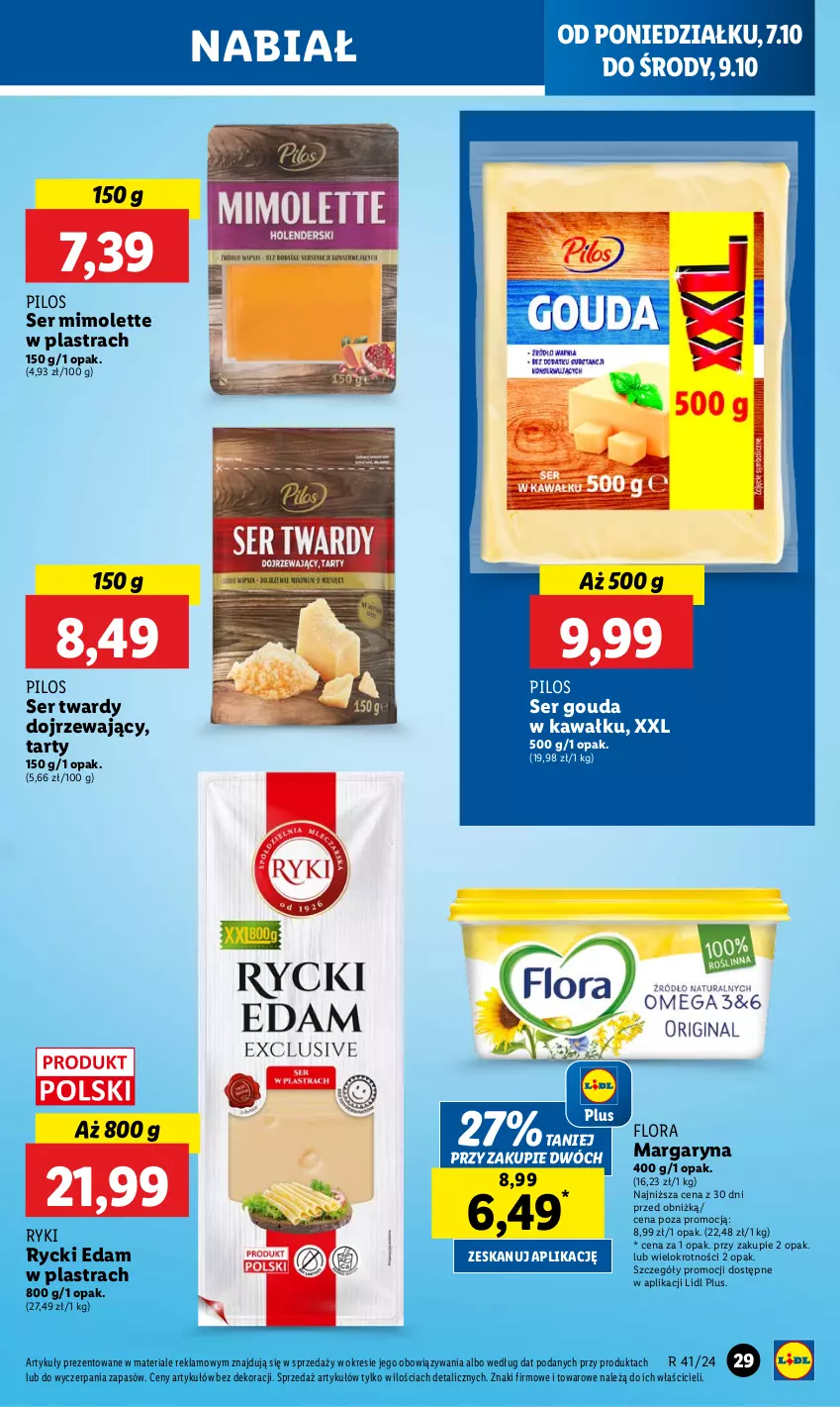 Gazetka promocyjna Lidl - GAZETKA - ważna 07.10 do 09.10.2024 - strona 37 - produkty: Edam, Flora, Gouda, Kawa, Margaryna, Mimolette, Pilos, Rycki Edam, Ser