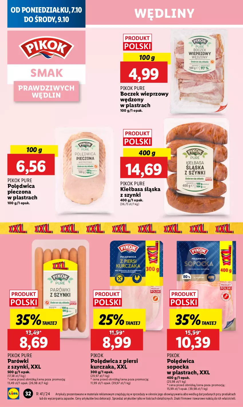 Gazetka promocyjna Lidl - GAZETKA - ważna 07.10 do 09.10.2024 - strona 40 - produkty: Boczek, Boczek wieprzowy, Kiełbasa, Kiełbasa śląska, Kurczak, Parówki, Parówki z szynki, Piec, PIKOK, Polędwica, Pur