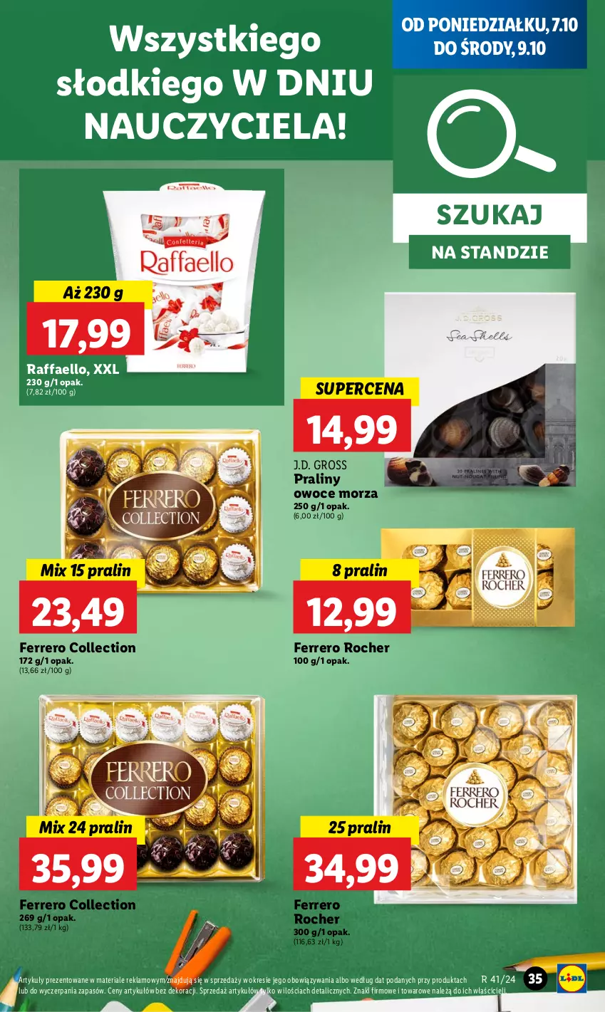 Gazetka promocyjna Lidl - GAZETKA - ważna 07.10 do 09.10.2024 - strona 43 - produkty: Fa, Ferrero, Ferrero Rocher, Owoce, Owoce morza, Praliny, Raffaello