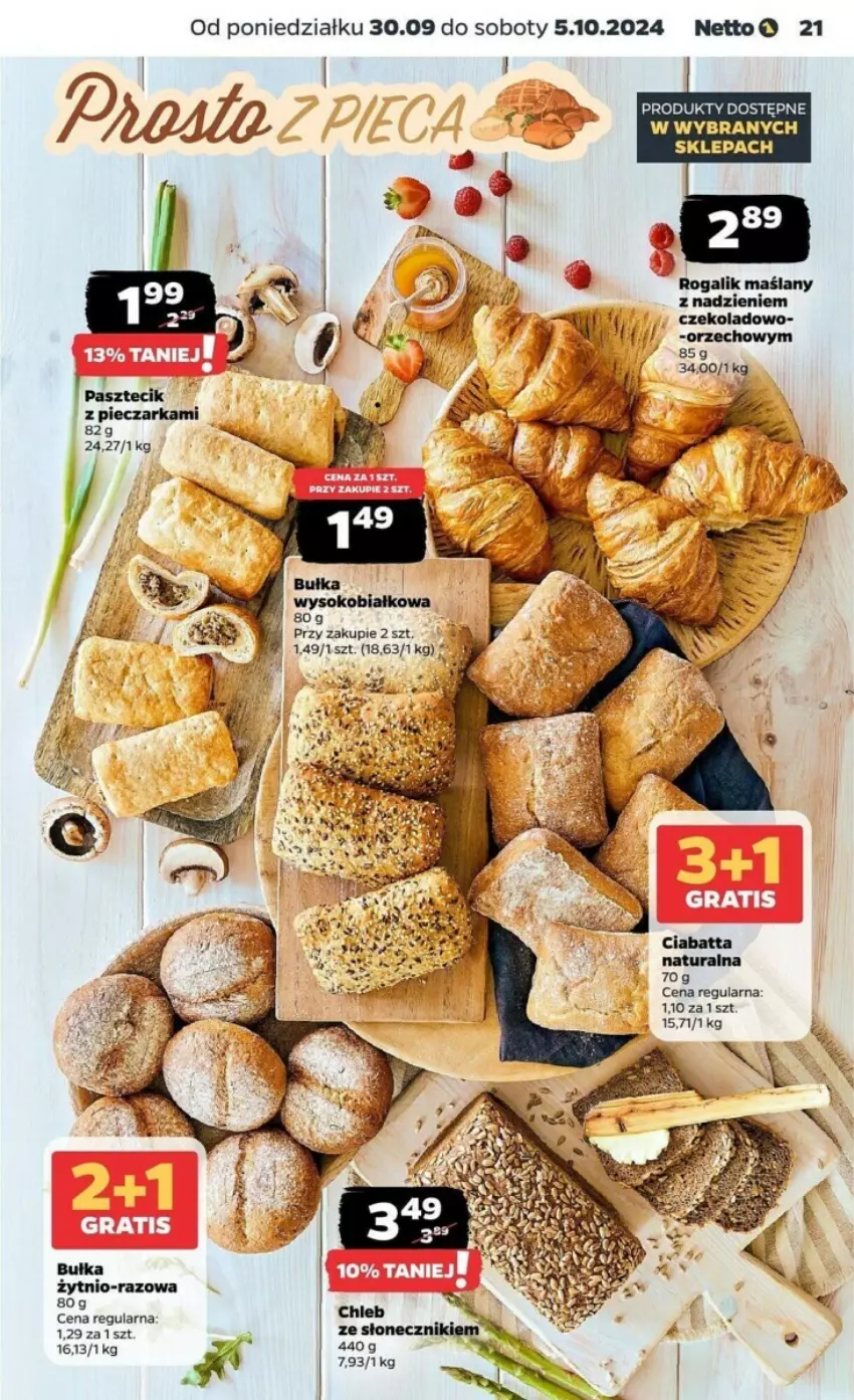 Gazetka promocyjna Netto - ważna 30.09 do 05.10.2024 - strona 14 - produkty: Bułka, Ciabatta, Piec, Pieczarka, Rogal