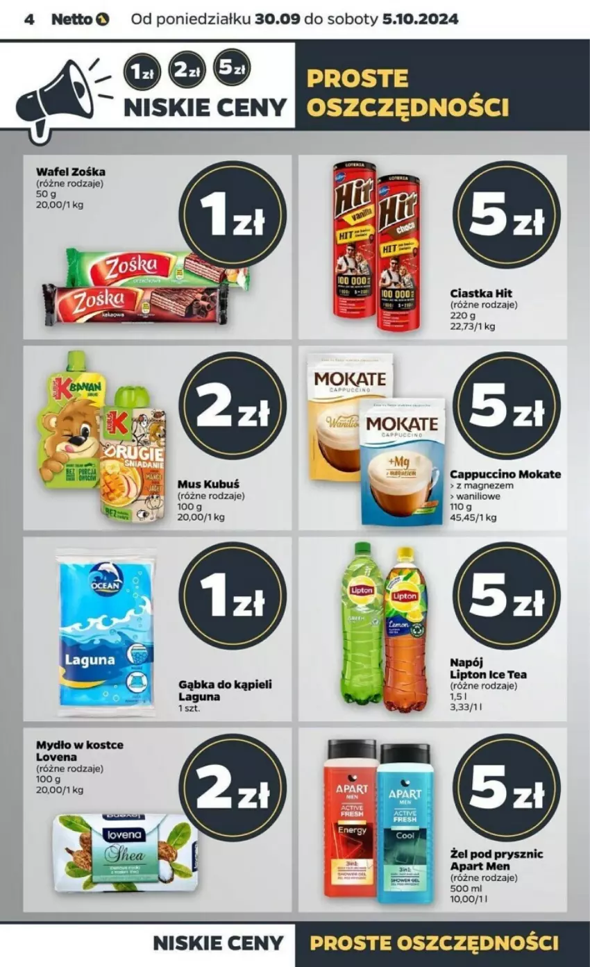 Gazetka promocyjna Netto - ważna 30.09 do 05.10.2024 - strona 19 - produkty: Cappuccino, Ciastka, Ice tea, Kubuś, Lipton, Mus, Mydło, Napój