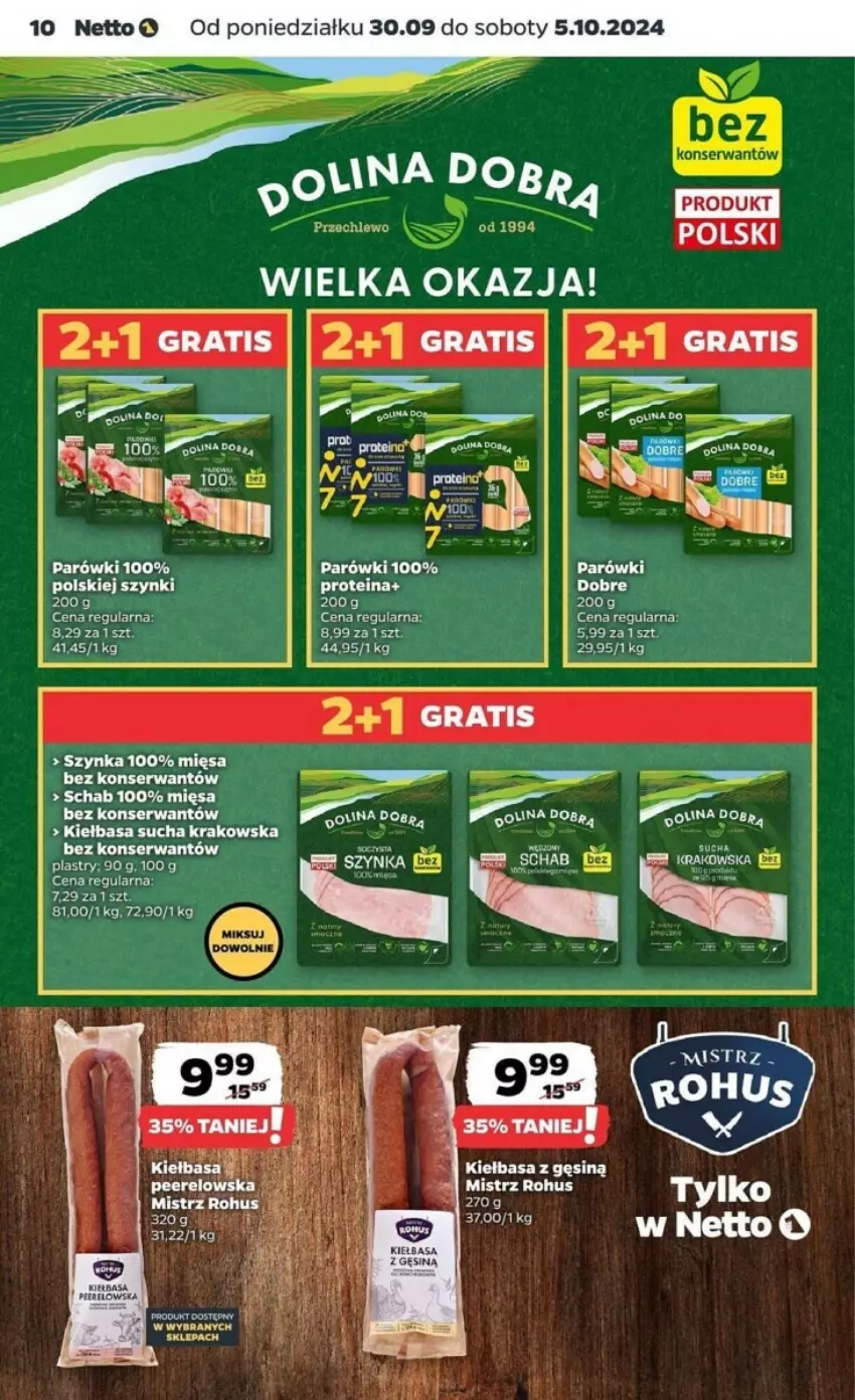 Gazetka promocyjna Netto - ważna 30.09 do 05.10.2024 - strona 2 - produkty: Kiełbasa, Parówki, Ser, Szynka