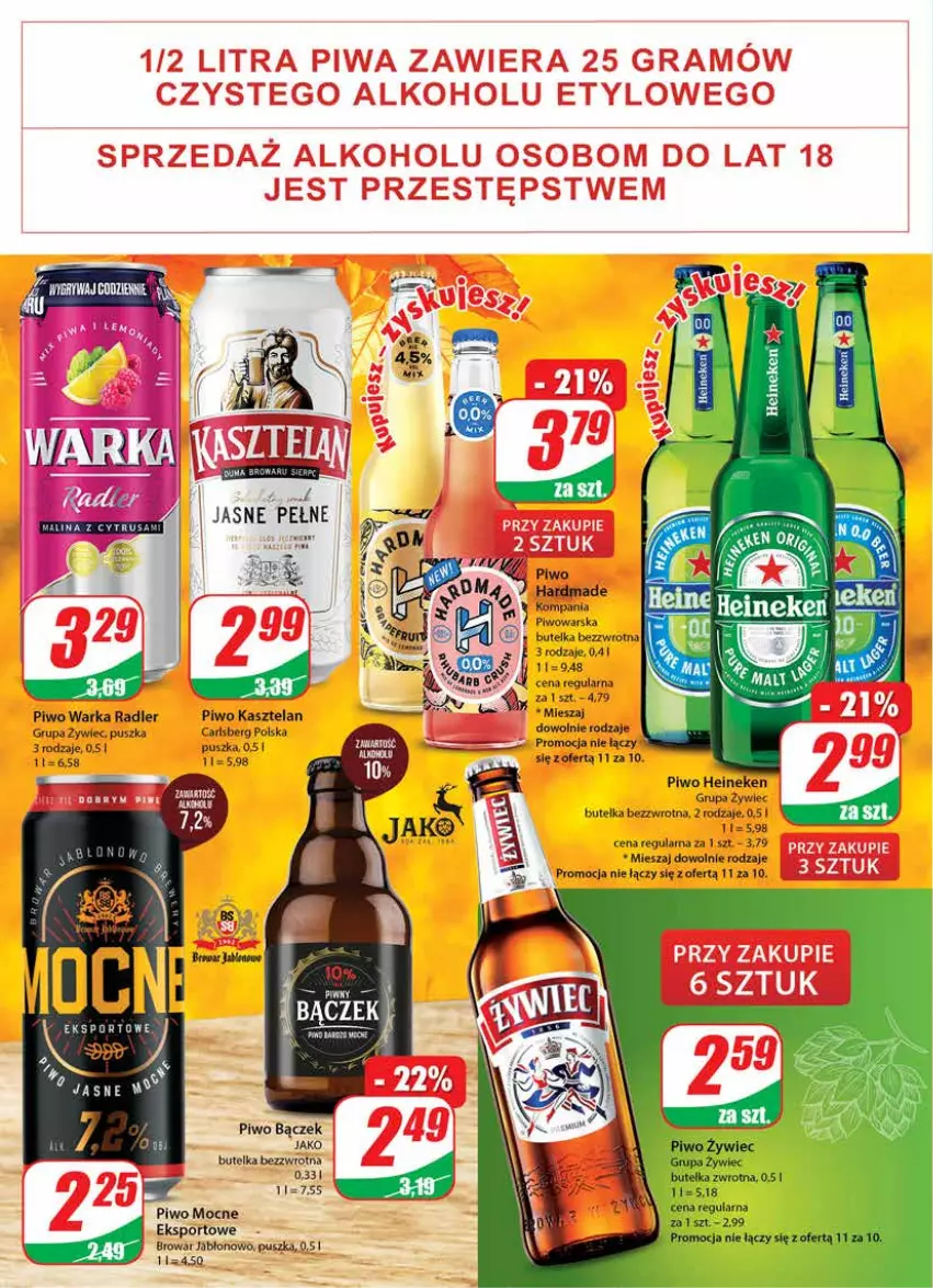 Gazetka promocyjna Dino - Gazetka - ważna 02.11 do 08.11.2022 - strona 16 - produkty: Carlsberg, Heineken, Kasztelan, Piwo, Por, Radler, Sport, Warka