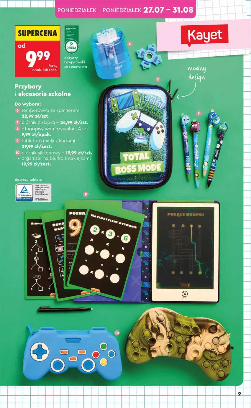 Gazetka promocyjna Biedronka - Okazje Tygodnia - ważna 27.07 do 08.08.2026 - strona 9 - produkty: Biurko, Długopis, Klej, Organizer, Piórnik, Tablet