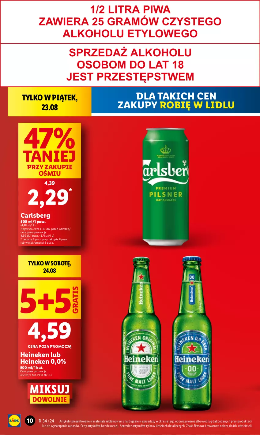 Gazetka promocyjna Lidl - GAZETKA - ważna 22.08 do 25.08.2024 - strona 10 - produkty: Carlsberg, Gra, Heineken