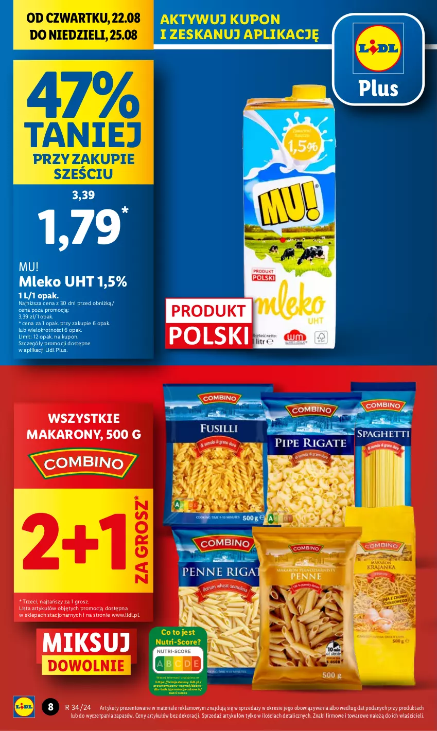 Gazetka promocyjna Lidl - GAZETKA - ważna 22.08 do 25.08.2024 - strona 8 - produkty: Makaron, Mleko, Wazon