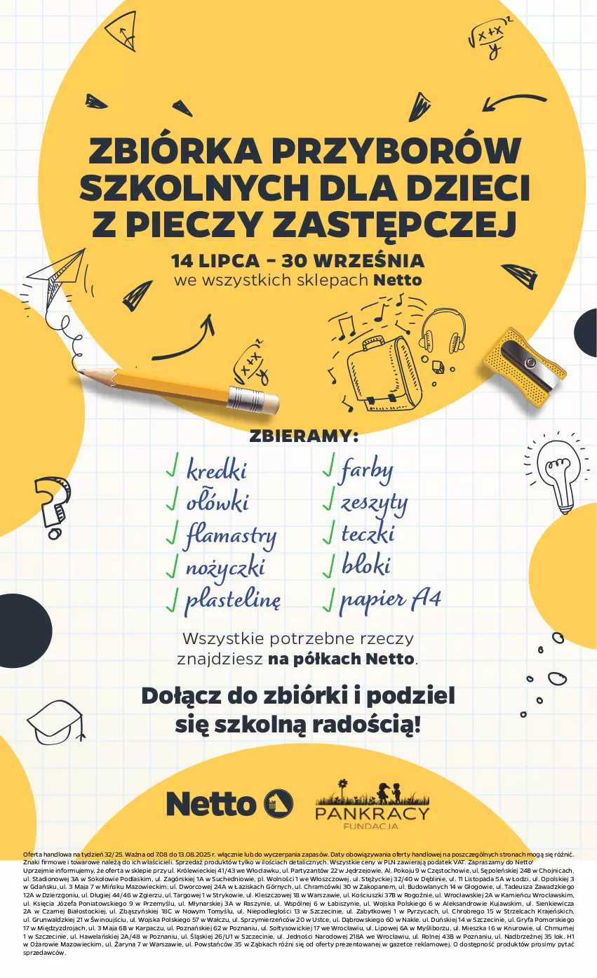 Gazetka promocyjna Netto - Od Czwartku Przemysłowa - ważna 07.08 do 13.08.2025 - strona 10 - produkty: Dzieci, Fa, Flamastry, Gry, Karp, Kujawski, Noż, Nożyczki, Papier, Piec, Podlaski, Półka, Sok, Stock, Top, Wino