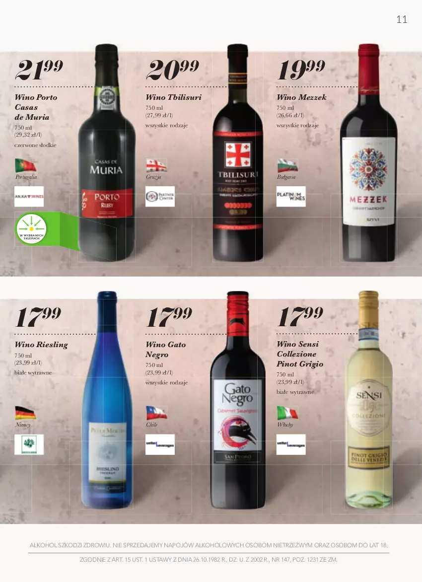 Gazetka promocyjna Stokrotka - Katalog Witaj SzkoÅ‚o - ważna 19.08 do 15.09.2021 - strona 11 - produkty: Pinot Grigio, Por, Wino