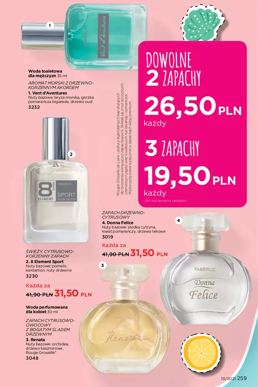 Gazetka promocyjna Faberlic - Gazetka - ważna 05.07 do 25.07.2021 - strona 259 - produkty: Avent, Bryza, Nuty, Perfum, Pomelo, Por, Sport, Woda, Woda perfumowana, Woda toaletowa