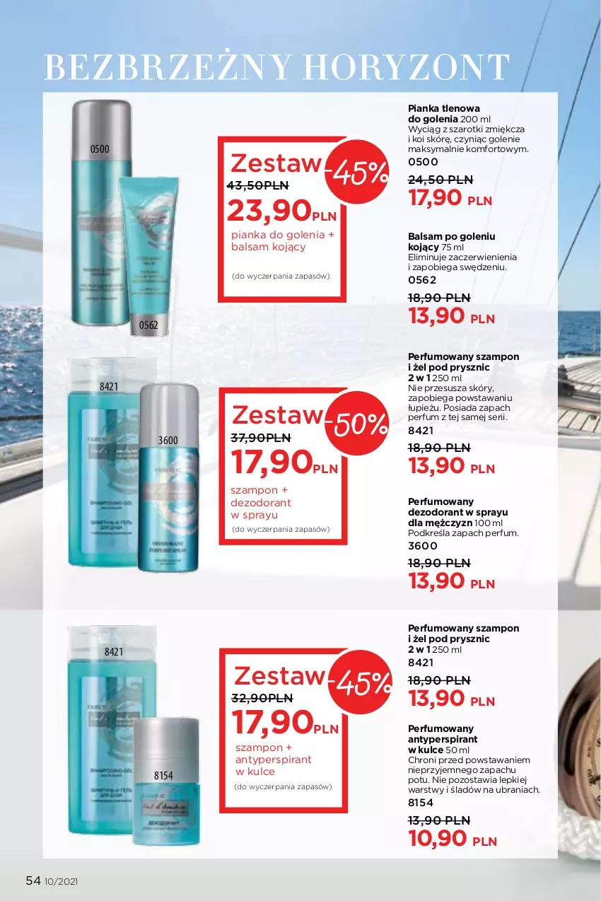 Gazetka promocyjna Faberlic - Gazetka - ważna 05.07 do 25.07.2021 - strona 54 - produkty: Antyperspirant, Balsam po goleniu, Dezodorant, Perfum, Pianka do golenia, Ser, Szampon, Ubrania