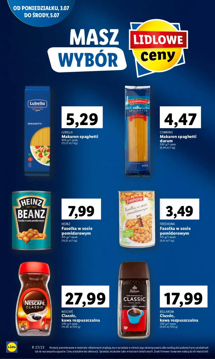 Gazetka promocyjna Lidl - GAZETKA - ważna 03.07 do 05.07.2023 - strona 20 - produkty: Bell, Bella, Fa, Heinz, Kawa, Kawa rozpuszczalna, Lubella, Makaron, Nescafé, Rum, Sos, Spaghetti