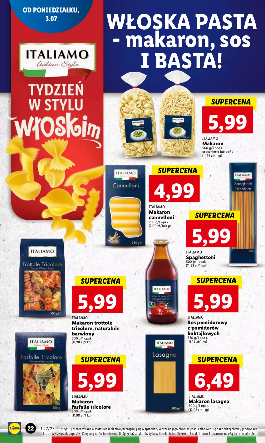 Gazetka promocyjna Lidl - GAZETKA - ważna 03.07 do 05.07.2023 - strona 32 - produkty: Fa, Makaron, Sos, Sos pomidorowy