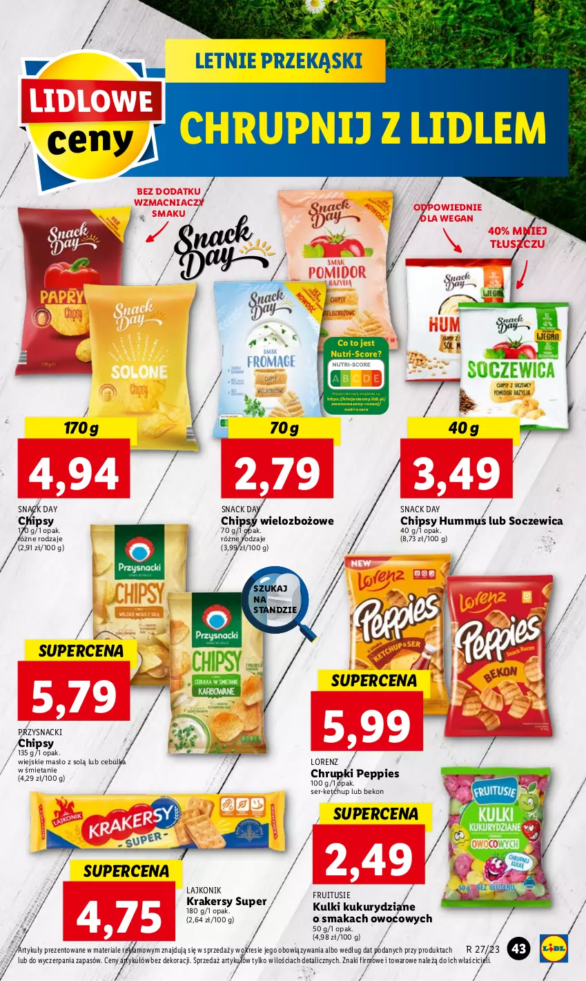 Gazetka promocyjna Lidl - GAZETKA - ważna 03.07 do 05.07.2023 - strona 53 - produkty: Beko, Chipsy, Chrupki, Hummus, Ketchup, Krakersy, Lajkonik, Lorenz, Masło, Mus, Przysnacki, Ser, Wazon