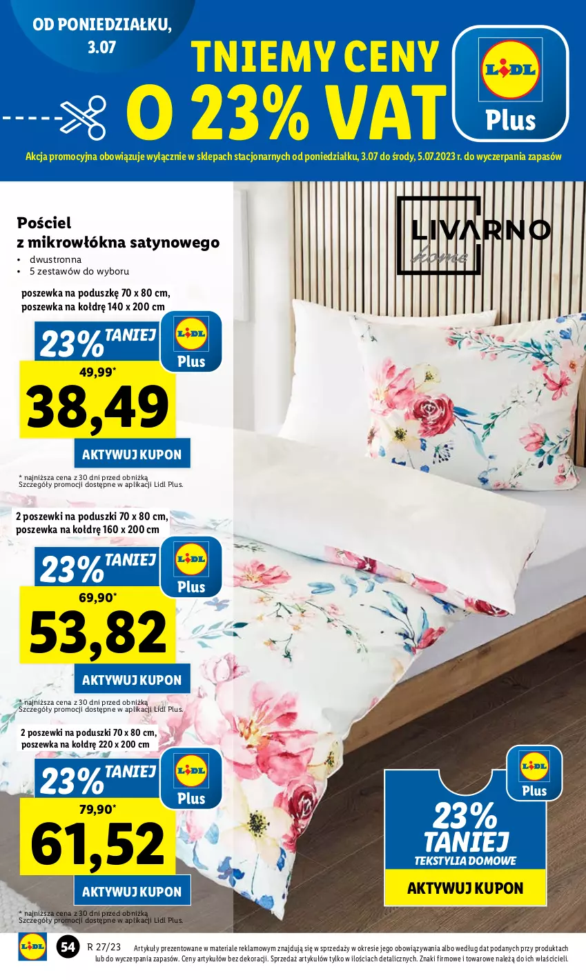 Gazetka promocyjna Lidl - GAZETKA - ważna 03.07 do 05.07.2023 - strona 64 - produkty: Pościel, Poszewka