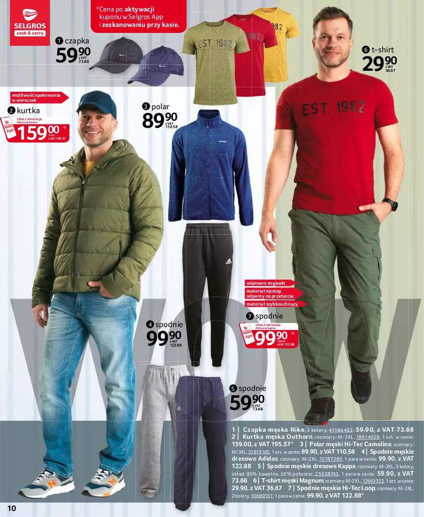 Gazetka promocyjna Selgros - Katalog Tekstylia - ważna 25.03 do 05.04.2021 - strona 10 - produkty: Adidas, Amol, Czapka, Dres, Hi-Tec, Kurtka, LG, Nike, Por, Spodnie, T-shirt, Top, Wełna, Woreczek