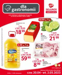 Gazetka promocyjna Selgros - Oferta gastronomiczna - Gazetka - ważna od 02.05 do 02.05.2023 - strona 1 - produkty: Kurczak, Sok, Ser, Cień, Tran, Limonka, Olej rzepakowy, Gouda, Olej, Podudzie z kurczaka, LG, Fa