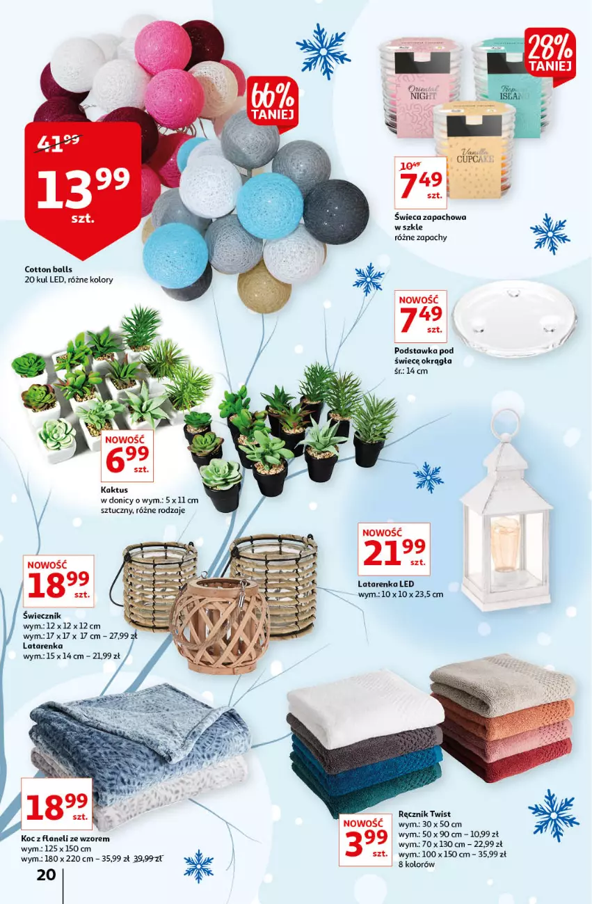 Gazetka promocyjna Auchan - przeNISKIE CENY z markami Auchan Hipermarkety - ważna 27.01 do 03.02.2022 - strona 20 - produkty: Kaktus, Koc, Latarenka, Latarenka LED, Ręcznik