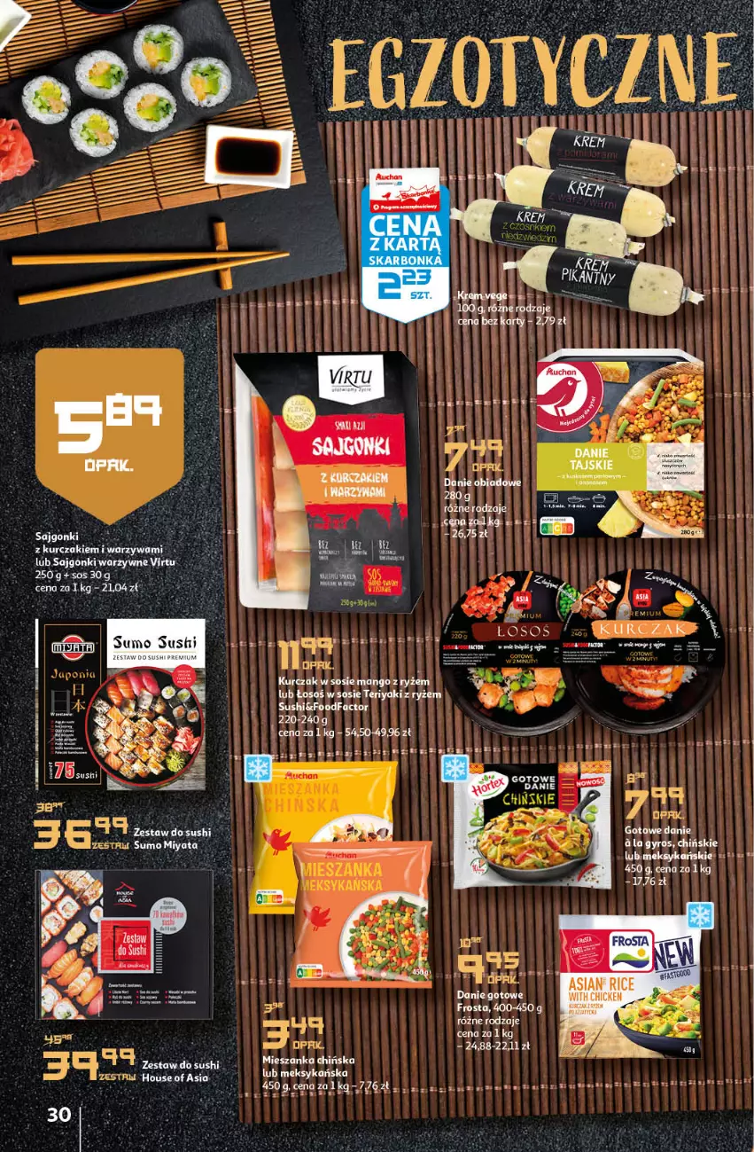 Gazetka promocyjna Auchan - przeNISKIE CENY z markami Auchan Hipermarkety - ważna 27.01 do 03.02.2022 - strona 30 - produkty: Danie gotowe, Fa, Gyros, Koc, Kurczak, Mango, Por, Ryż, Sajgonki, Sos, Sushi, Virtu, Warzywa, Zestaw do sushi