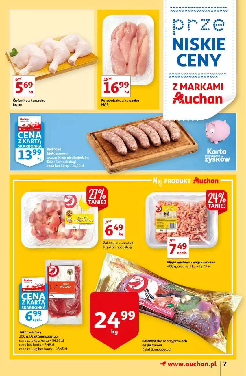 Gazetka promocyjna Auchan - przeNISKIE CENY z markami Auchan Hipermarkety - ważna 27.01 do 03.02.2022 - strona 7 - produkty: Kiełbasa, Kurczak, Mięso, Mięso mielone, Piec, Tatar wołowy