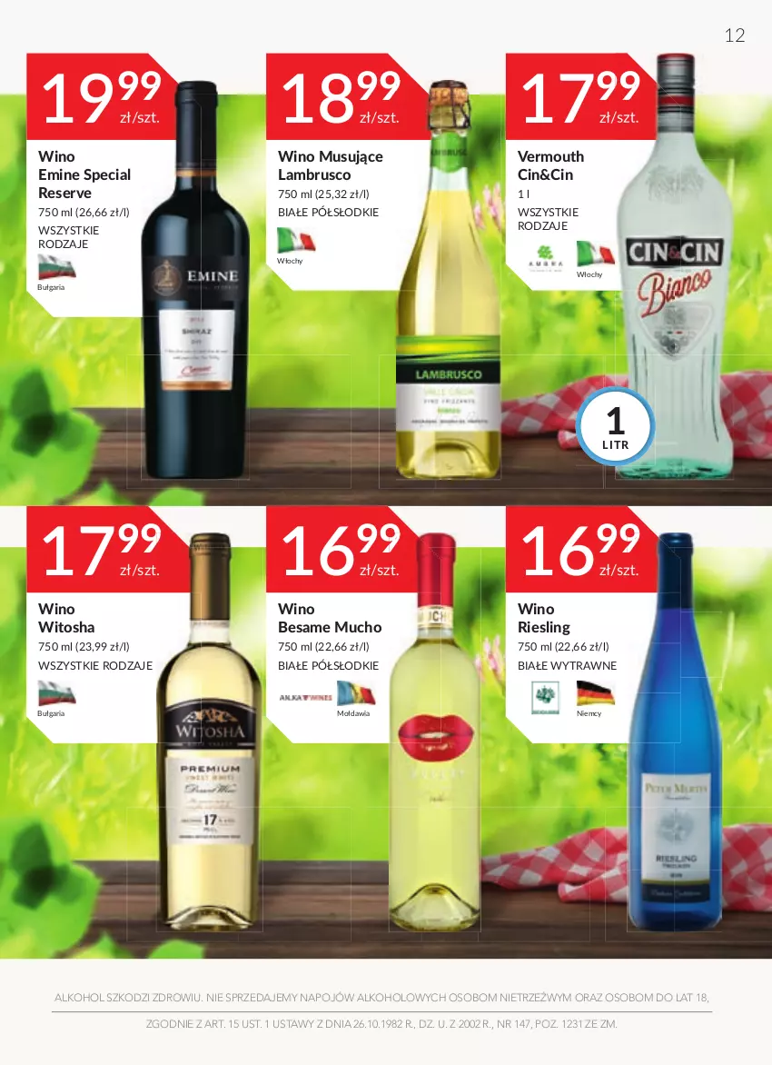 Gazetka promocyjna Stokrotka - Oferta alkoholowa - ważna 28.04 do 25.05.2022 - strona 12 - produkty: Mus, Ser, Vermouth, Wino, Wino musujące