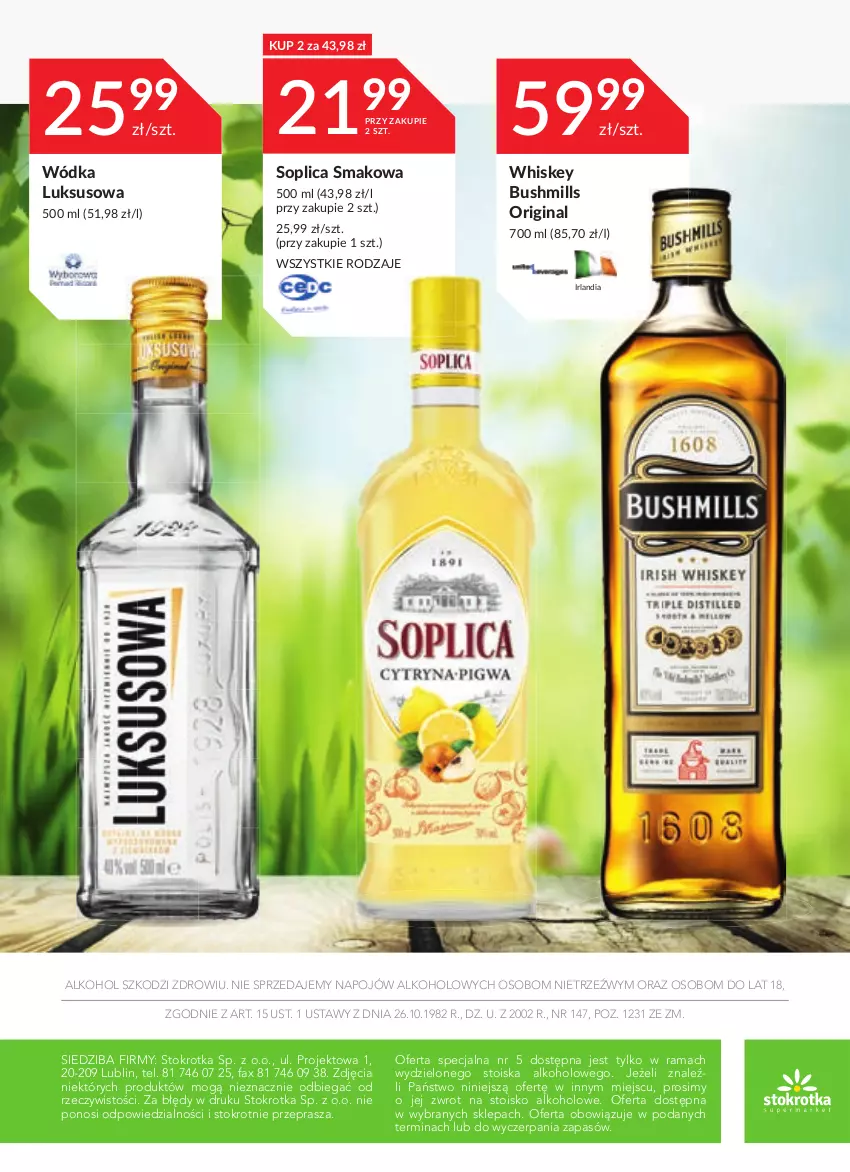 Gazetka promocyjna Stokrotka - Oferta alkoholowa - ważna 28.04 do 25.05.2022 - strona 16 - produkty: Bushmills, Fa, Gin, Rama, Soplica, Whiskey, Wódka