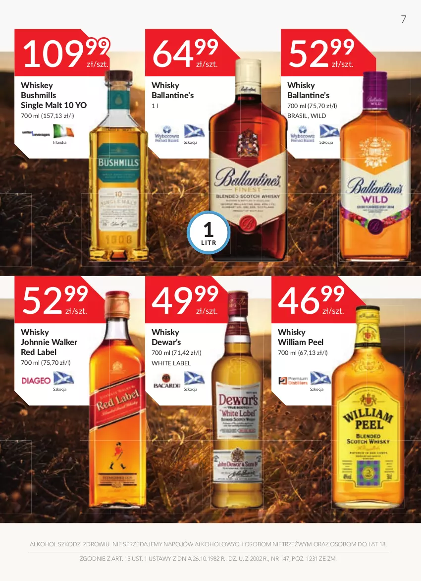 Gazetka promocyjna Stokrotka - Oferta alkoholowa - ważna 28.04 do 25.05.2022 - strona 7 - produkty: Bushmills, Johnnie Walker, Koc, Whiskey, Whisky