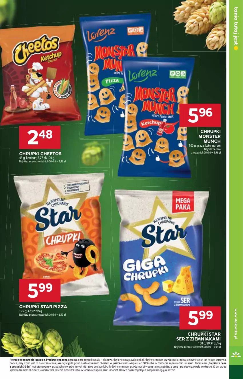 Gazetka promocyjna Stokrotka - Supermarket - ważna 07.08 do 12.08.2025 - strona 35 - produkty: Cheetos, Chrupki, Ketchup, Mięso, Monster Munch, Owoce, Pizza, Ser, Warzywa
