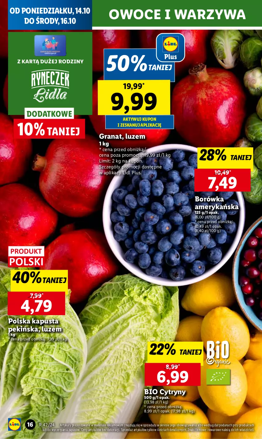 Gazetka promocyjna Lidl - GAZETKA - ważna 14.10 do 16.10.2024 - strona 18 - produkty: Borówka, Borówka amerykańska, Chleb, Cytryny, Gra, Granat, Owoce, Ser, Warzywa