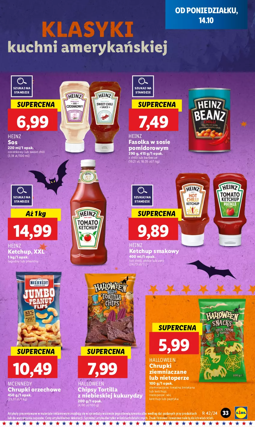 Gazetka promocyjna Lidl - GAZETKA - ważna 14.10 do 16.10.2024 - strona 35 - produkty: Chipsy, Chrupki, Fa, Heinz, Ketchup, Papryka, Sól, Sos, Top, Tortilla