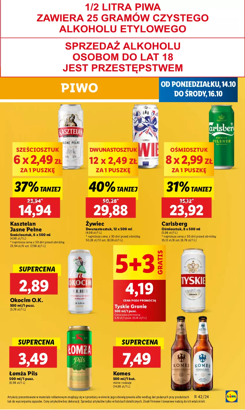 Gazetka promocyjna Lidl - GAZETKA - ważna 14.10 do 16.10.2024 - strona 49 - produkty: Carlsberg, Gra, Kasztelan, Koc, Okocim, Piwo, Tyskie