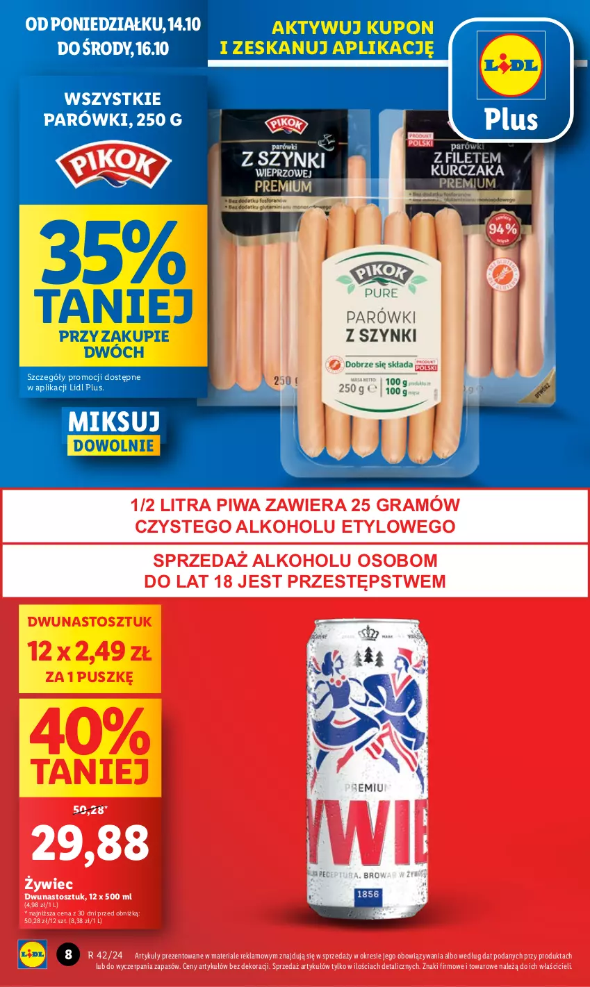 Gazetka promocyjna Lidl - GAZETKA - ważna 14.10 do 16.10.2024 - strona 8 - produkty: Gra, Parówki, Piwa