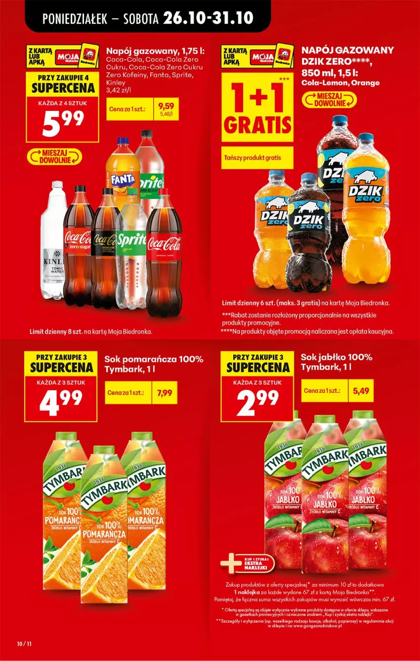 Gazetka promocyjna Biedronka - Od Poniedziałku - ważna 26.10 do 31.10.2026 - strona 10 - produkty: Coca-Cola, Fa, Fanta, Gra, Klej, Mięta, Mus, Napój, Napój gazowany, Papier, Por, Sok, Sprite