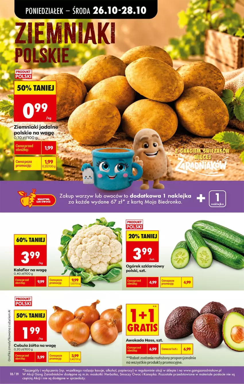 Gazetka promocyjna Biedronka - Od Poniedziałku - ważna 26.10 do 31.10.2026 - strona 22 - produkty: Cebula, Kalafior, Klej, Ogórek, Papier, Por