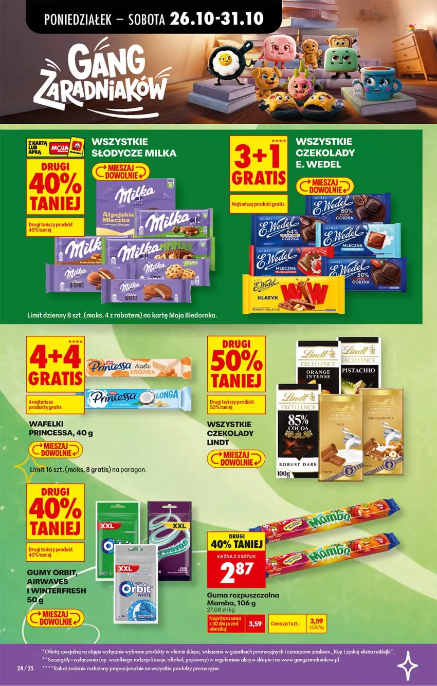 Gazetka promocyjna Biedronka - Od Poniedziałku - ważna 26.10 do 31.10.2026 - strona 30 - produkty: E. Wedel, Guma rozpuszczalna, Lindt, Mamba, Milka, Princessa