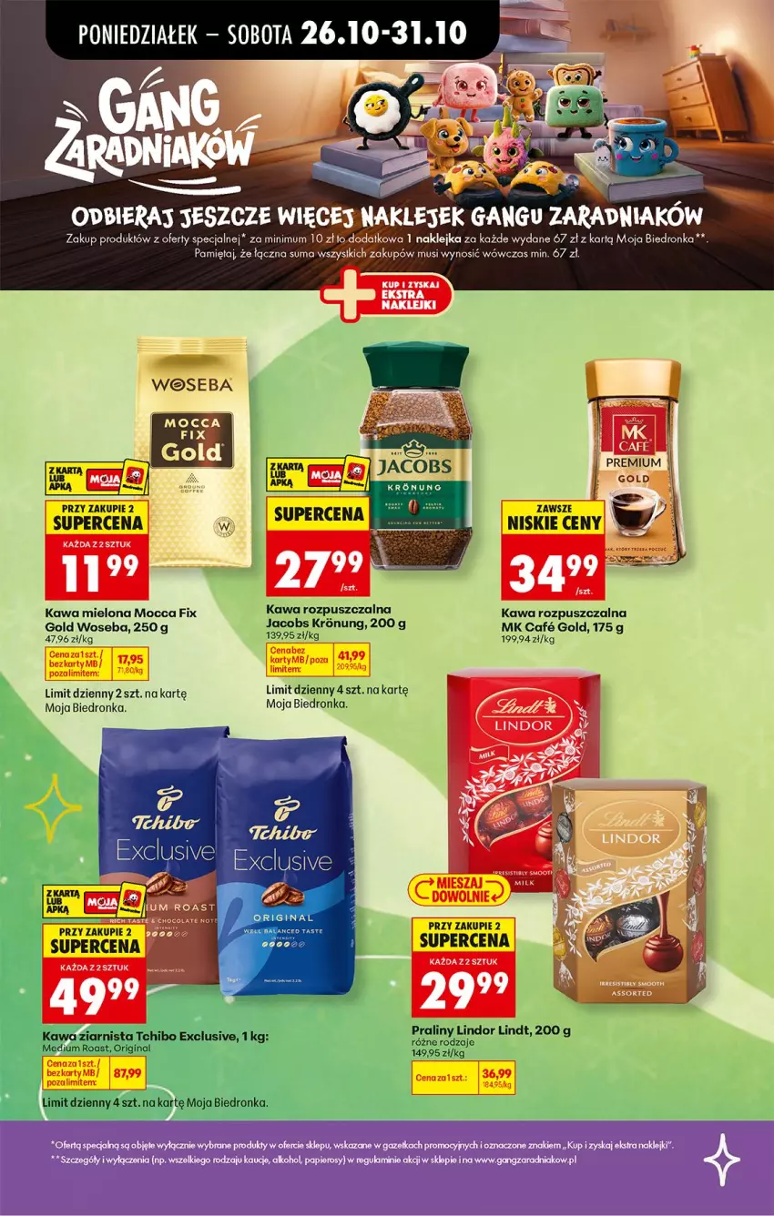 Gazetka promocyjna Biedronka - Od Poniedziałku - ważna 26.10 do 31.10.2026 - strona 34 - produkty: Fa, Gin, Jacobs, Kawa, Kawa mielona, Kawa rozpuszczalna, Kawa ziarnista, Klej, Lindt, Mięta, Mola, Mus, Ser, Tchibo, Woseba