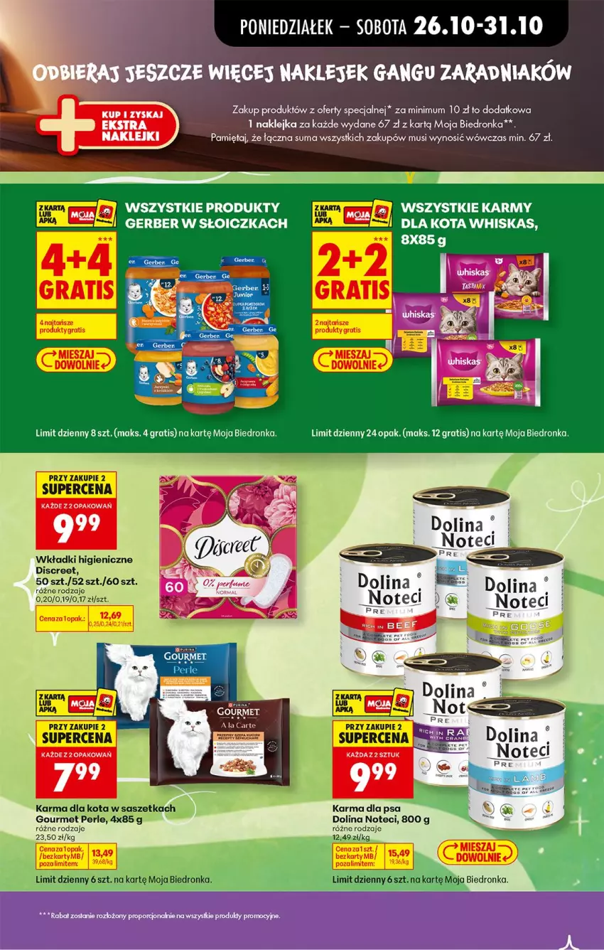 Gazetka promocyjna Biedronka - Od Poniedziałku - ważna 26.10 do 31.10.2026 - strona 37 - produkty: Discreet, Gerber, Klej, Mięta, Mus, Whiskas, Wkładki