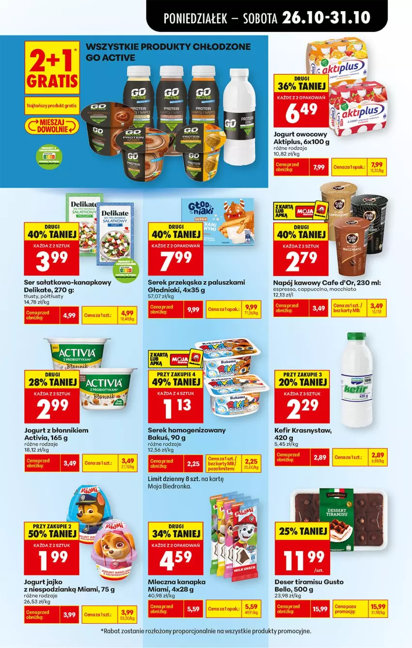 Gazetka promocyjna Biedronka - Od Poniedziałku - ważna 26.10 do 31.10.2026 - strona 55 - produkty: Activia, Aktiplus, Bell, Cappuccino, Chia, Deser, Fa, Jogurt, Jogurt owocowy, Kefir, Mleczna kanapka, Napój, Por, Sałat, Ser, Serek, Serek homogenizowany