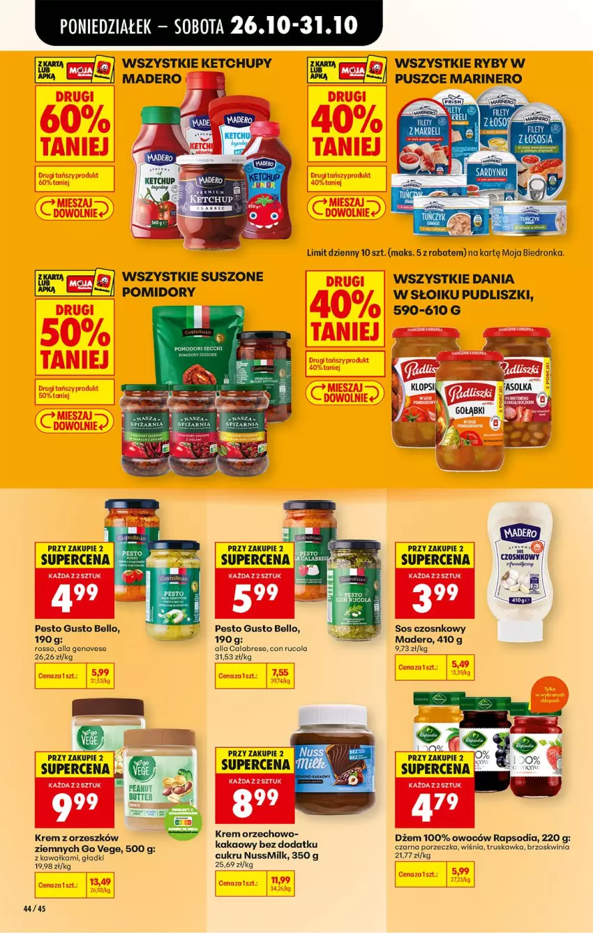 Gazetka promocyjna Biedronka - Od Poniedziałku - ważna 26.10 do 31.10.2026 - strona 62 - produkty: Bell, Dżem, Fa, Kakao, Kawa, Ketchup, Pesto, Pomidory, Por, Pudliszki, Sos, Sos czosnkowy