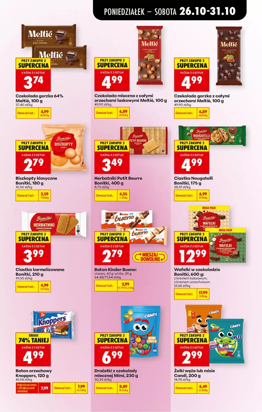 Gazetka promocyjna Biedronka - Od Poniedziałku - ważna 26.10 do 31.10.2026 - strona 67 - produkty: Baton, Biszkopty, Bonitki, Ciastka, Czekolada, Czekolada gorzka, Czekolada mleczna, Herbatniki, Herbatniki Petit Beurre, Kakao, Kinder, Kinder Bueno, Knoppers, Koc