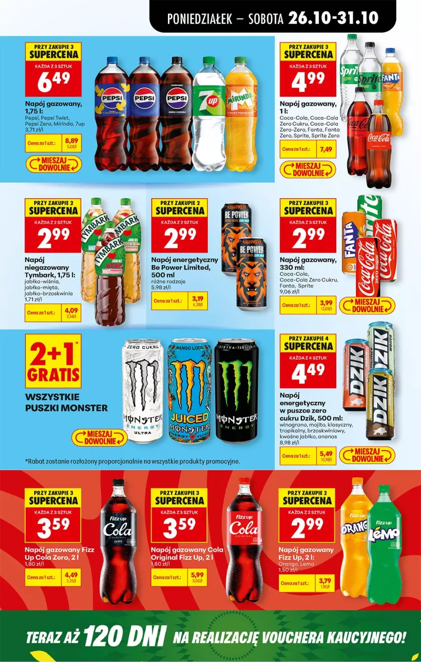 Gazetka promocyjna Biedronka - Od Poniedziałku - ważna 26.10 do 31.10.2026 - strona 73 - produkty: Ananas, Coca-Cola, Fa, Fanta, Mięta, Napój, Napój energetyczny, Napój gazowany, Sprite, Tymbark, Wino
