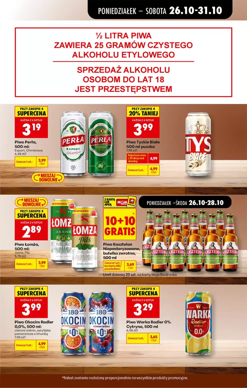 Gazetka promocyjna Biedronka - Od Poniedziałku - ważna 26.10 do 31.10.2026 - strona 75 - produkty: Fa, Kasztelan, Koc, Okocim, Perła, Piwo, Por, Radler, Tyskie