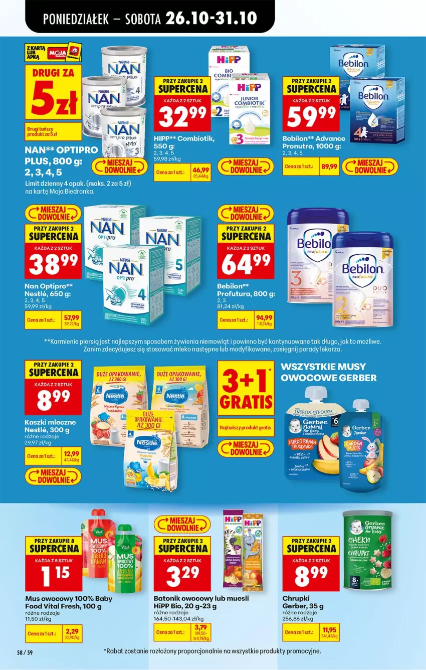 Gazetka promocyjna Biedronka - Od Poniedziałku - ważna 26.10 do 31.10.2026 - strona 84 - produkty: Baton, BEBILON, Chrupki, Gerber, HiPP, Hipp Bio, LG, Mus, Por, Tonik