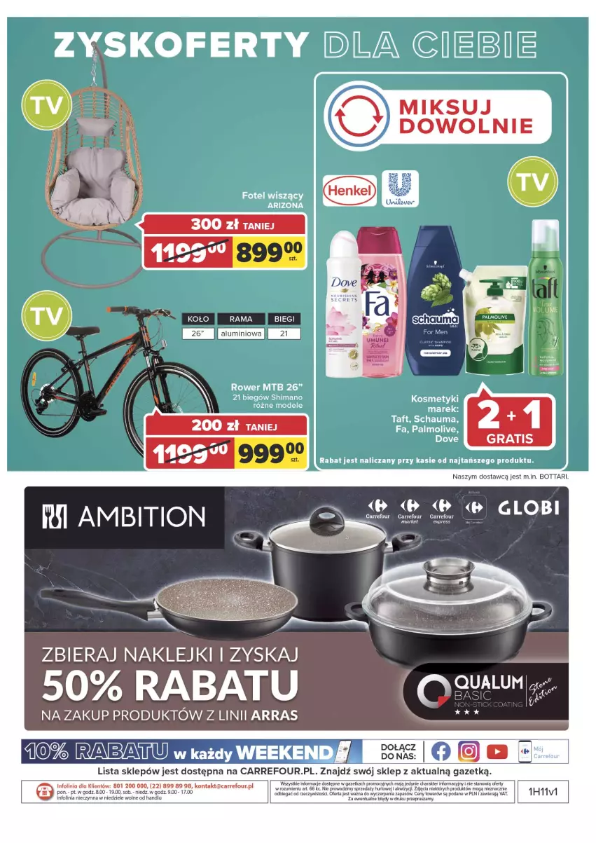 Gazetka promocyjna Carrefour - Gazetka Carrefour - ważna 15.03 do 26.03.2022 - strona 39 - produkty: Dove, Fa, Klej, Palmolive, Rama, Rower, Schauma, Taca, Taft