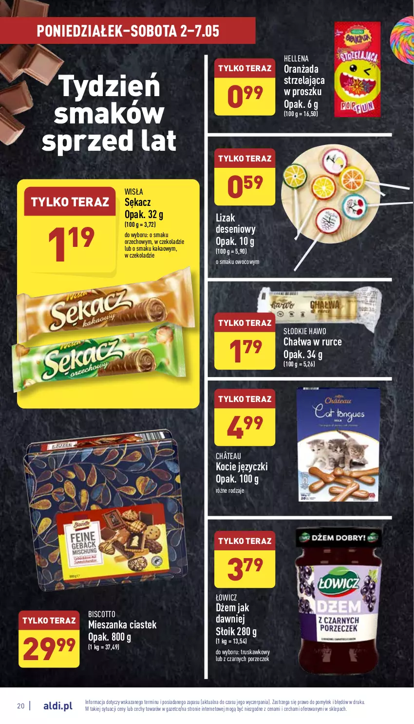 Gazetka promocyjna Aldi - Pełny katalog - ważna 02.05 do 07.05.2022 - strona 20 - produkty: Chałwa, Dżem, Hellena, Kakao, Koc, Oranżada, Por, Sękacz, Stek, Tera