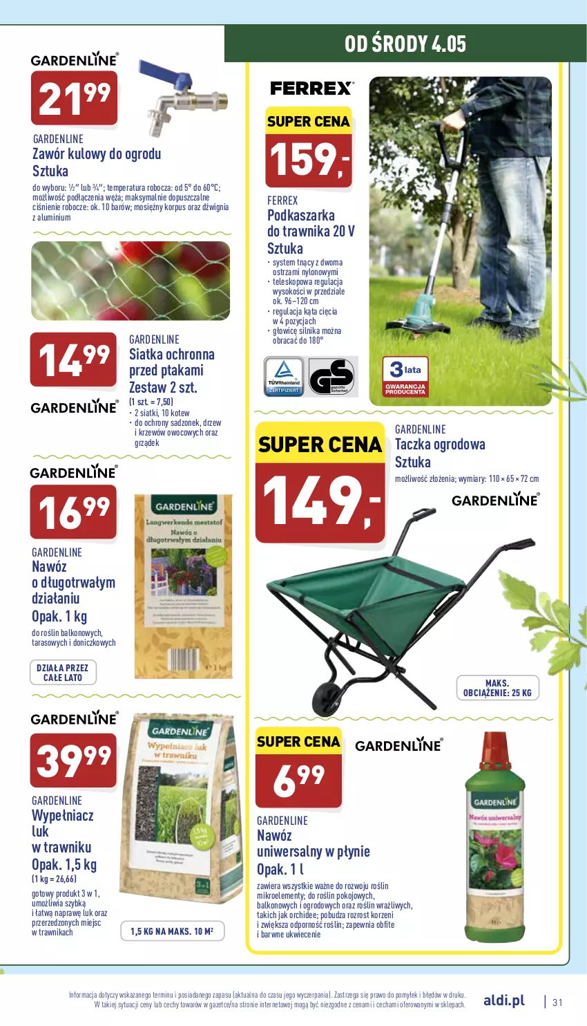 Gazetka promocyjna Aldi - Pełny katalog - ważna 02.05 do 07.05.2022 - strona 31 - produkty: Dźwig, Kasza, Nawóz, Por, Siatka, Sok, Teleskop