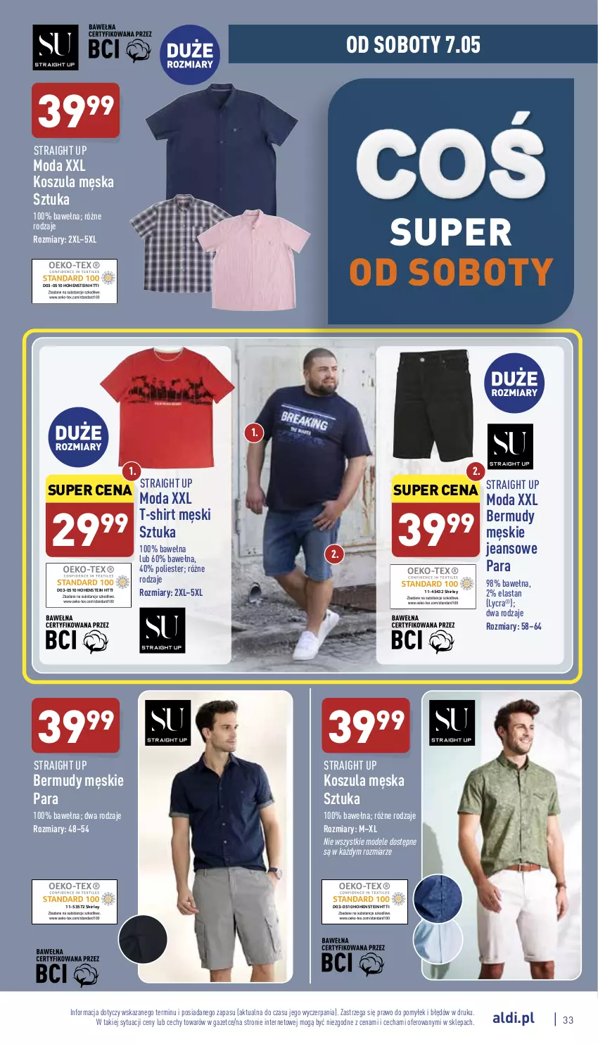 Gazetka promocyjna Aldi - Pełny katalog - ważna 02.05 do 07.05.2022 - strona 33 - produkty: Bermudy, Kosz, Koszula, Moda, T-shirt, Wełna