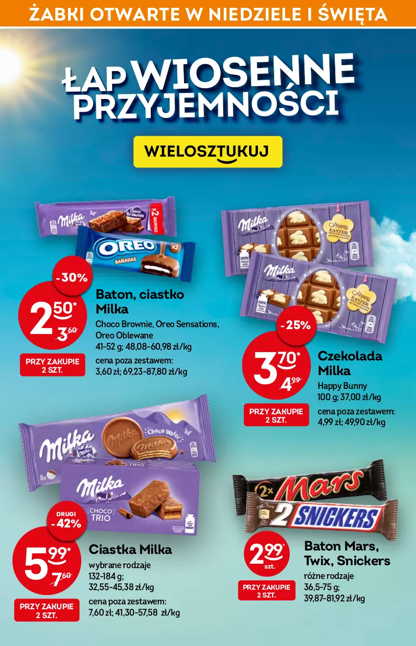 Gazetka promocyjna Żabka - ważna 20.04 do 26.04.2022 - strona 11 - produkty: Baton, Brownie, Ciastka, Czekolada, Mars, Milka, Oreo, Sati, Snickers, Twix