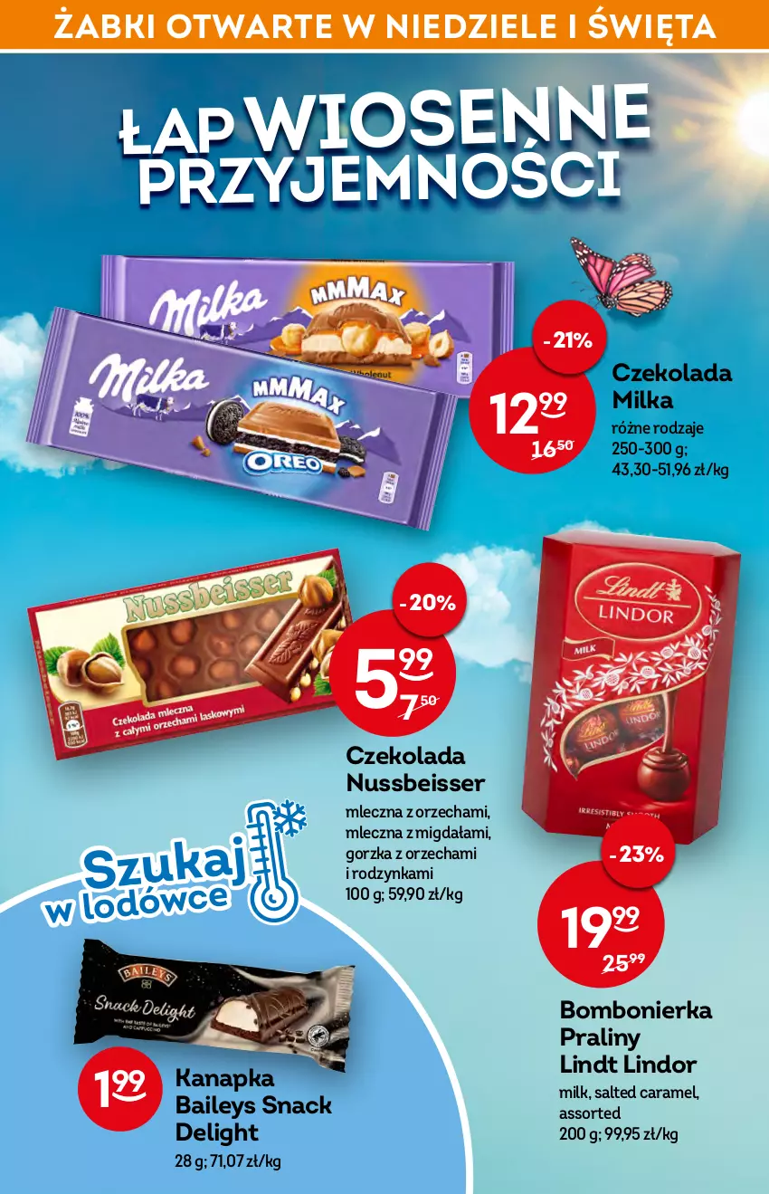 Gazetka promocyjna Żabka - ważna 20.04 do 26.04.2022 - strona 14 - produkty: Czekolada, Lindor, Lindt, Milka, Praliny, Ser