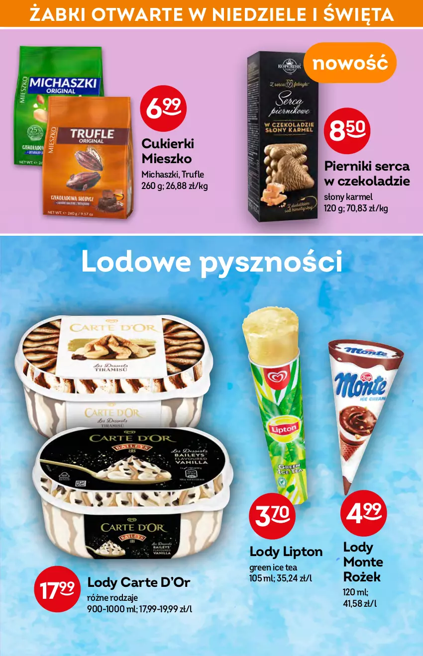 Gazetka promocyjna Żabka - ważna 20.04 do 26.04.2022 - strona 43 - produkty: Cukier, Cukierki, Ice tea, Lipton, Lody, Monte, Piernik, Ser